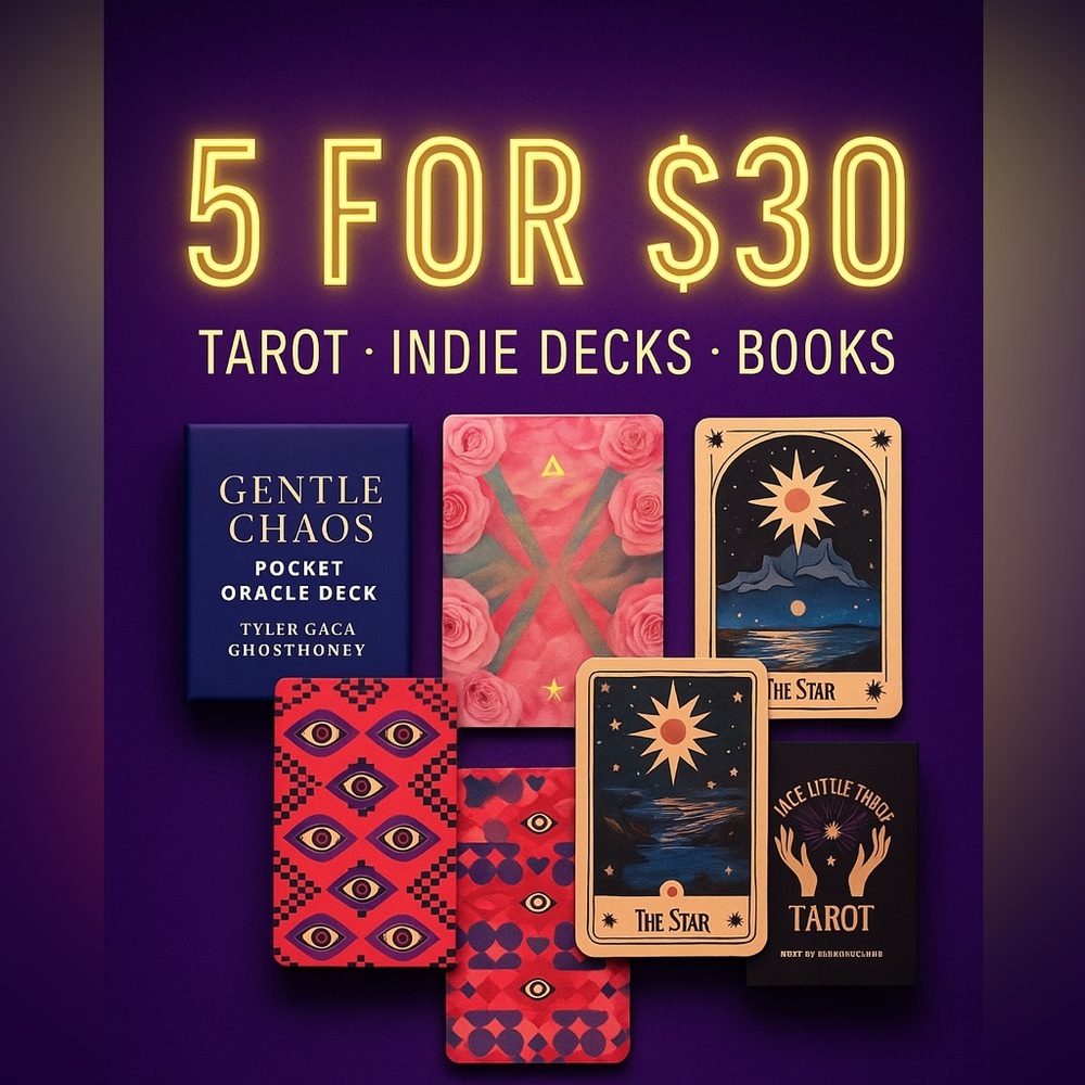 ✨5 for $30 tarot, oracle, indie card decks & books 📚items under $25